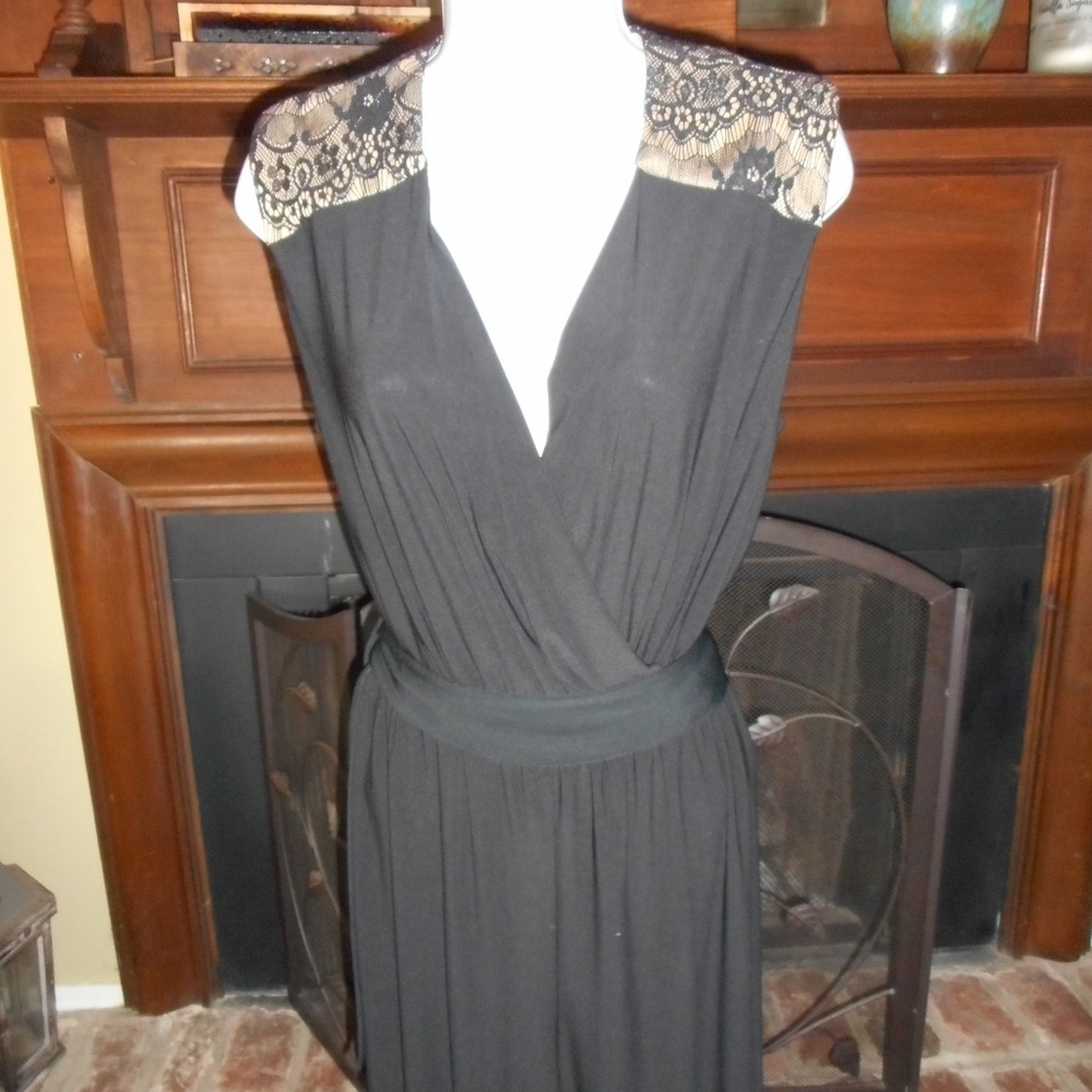 NWOT So Ho Black jumpsuit with nude lace, 6